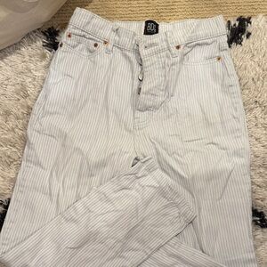 BDG Light Gray and White Striped Trousers